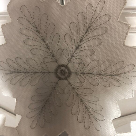 Christmas Holiday Table Runner Embroidered Snowflakes Cutwork Edges White/Silver - Picture 15 of 16